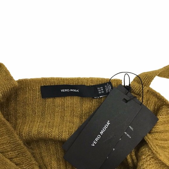 Vero Moda Joleen Knit Tank Top Cropped Sweetheart Sweater Brown Women's XS NEW - Picture 4 of 4
